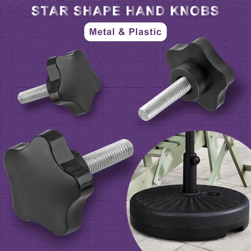 LifCratms M8 x 30mm Thread Star Knob 2Pcs, Plastic Star Shaped Clamping Knob Handle Hand Tightening Screw for Umbrella Base Replacement - Image 5
